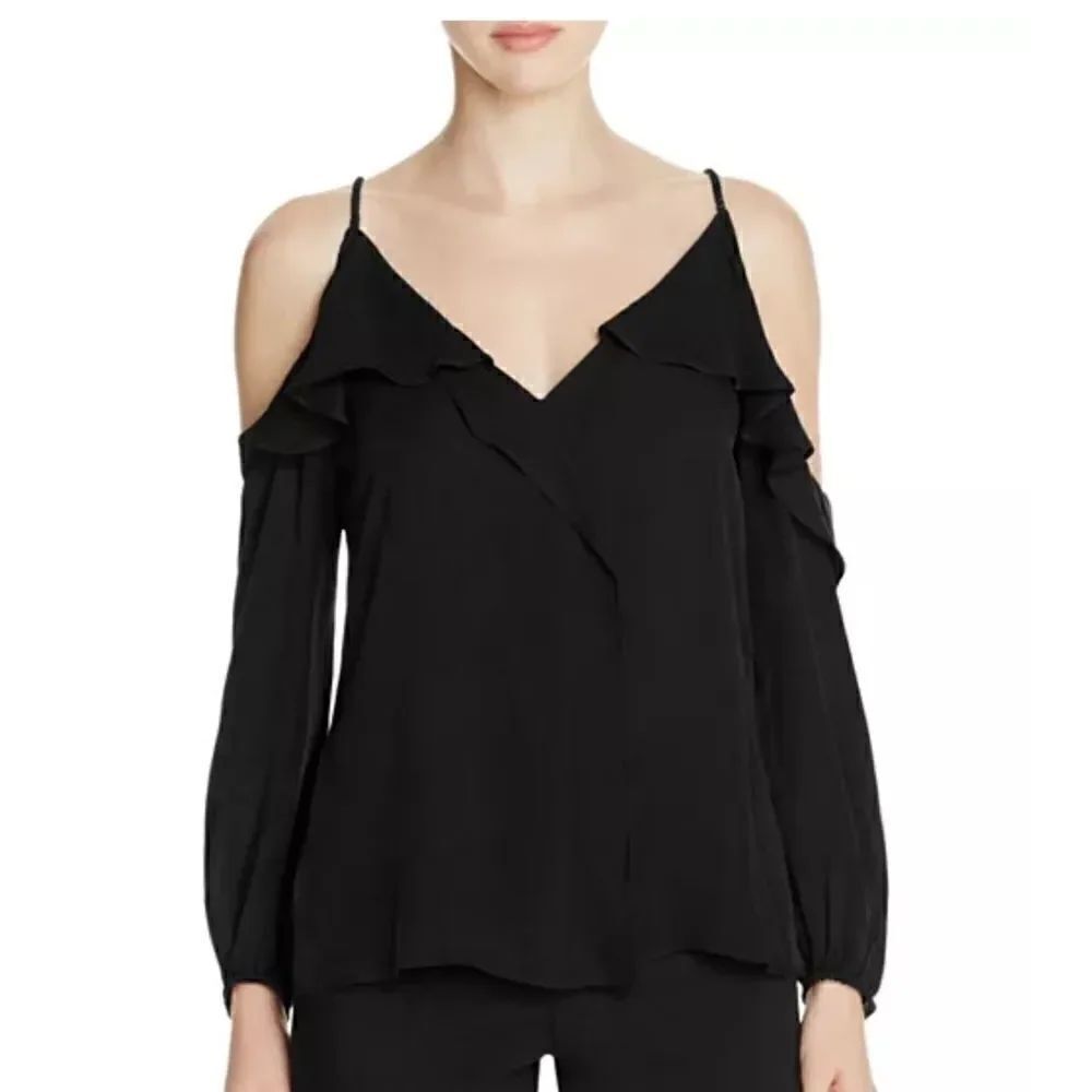 Kobi Halperin Laurell Cold Shoulder Silk Blouse in black size small